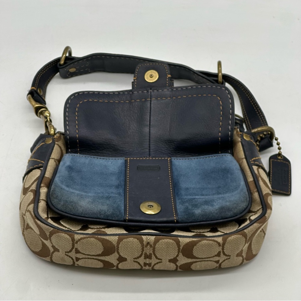 Coach Limited Edition Signature Suede and Leather Shoulder Bag. SOLD SOLD. - Picture 8 of 10